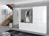 Garderobe Set 3-teilig SystemX in wei� Hochglanz Kommode und Kleiderstange 121 cm