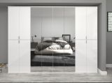 Garderobe und Kleiderschrank SystemX in wei� Hochglanz Mehrzweckschrank mit Spiegelt�r 122 x 193 cm