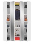 Garderobe und Kleiderschrank SystemX in wei� Hochglanz Mehrzweckschrank mit Spiegelt�r 122 x 193 cm