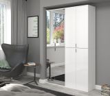 Garderobe mit Spiegel SystemX in wei� Hochglanz Schuhschrank mit Spiegelt�r 122 x 193 cm