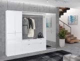 Garderobe mit Spiegel SystemX in wei� Hochglanz Garderobenschrank mit Spiegelt�r 243 x 193 cm