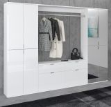 Garderobe mit Spiegel SystemX in wei� Hochglanz Garderobenschrank mit Spiegelt�r 243 x 193 cm