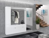 Garderobenschrank SystemX in wei� Hochglanz Flurgarderobe mit Spiegelt�r 212 x 193 cm
