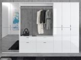 Garderobenschrank mit Spiegel SystemX in wei� Hochglanz Kleiderschrank mit Spiegelt�r 273 x 193 cm