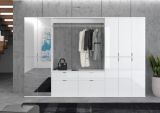 Garderobenschrank mit Spiegel SystemX in wei� Hochglanz Kleiderschrank mit Spiegelt�r 273 x 193 cm