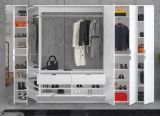 Garderobenschrank mit Spiegel SystemX in wei� Hochglanz Kleiderschrank mit Spiegelt�r 273 x 193 cm