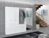 Garderobe SystemX in wei� Hochglanz, mit Spiegel und variabler Inneneinteilung 213 x 193 cm