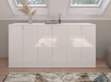 Sideboard SystemX in wei� Hochglanz Kommode Mehrzweckschrank 183 x 99 cm