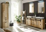 Badezimmer Hochschrank Stove in Used Wood hell und anthrazit Badschrank 51 x 201 cm