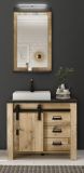 Badm�bel Set 4-teilig Stove in Used Wood hell und anthrazit Badkombination MIT Waschbecken und LED Spiegellampe