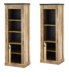 Badm�bel Set 5-teilig Stove in Used Wood hell und anthrazit Badkombination MIT Waschbecken und LED Spiegellampe