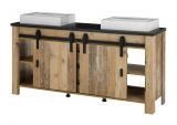 Badm�bel Set Stove in Used Wood hell und anthrazit Doppelwaschtisch MIT Waschbecken und LED Spiegellampe