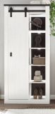 Stauraumschrank Stove in wei� Pinie und anthrazit Landhaus Regalschrank 93 x 201 cm Mehrzweckschrank