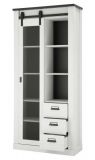 Vitrine Stove in wei� Pinie und anthrazit Landhaus Vitrinenschrank 93 x 201 cm