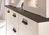 Buffetschrank Stove in wei� Pinie und anthrazit Landhaus Vitrinenschrank 133 x 201 cm