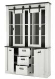 Buffetschrank Stove in wei� Pinie und anthrazit Landhaus Vitrinenschrank 133 x 201 cm