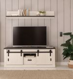 TV-Lowboard Stove in wei� Pinie und anthrazit Landhaus TV Unterteil in Komforth�he 162 x 61 cm