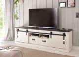 TV-Lowboard Stove in wei� Pinie und anthrazit Landhaus TV Unterteil in Komforth�he 201 x 61 cm