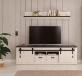 TV-Lowboard Stove in wei� Pinie und anthrazit Landhaus TV Unterteil in Komforth�he 201 x 61 cm