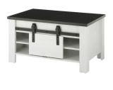 Couchtisch Stove in wei� Pinie und anthrazit Landhaus Beistelltisch 93 x 60 cm