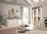 Sideboard Stove in wei� Pinie und anthrazit Landhaus Kommode 201 x 91 cm