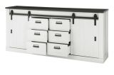 Sideboard Stove in wei� Pinie und anthrazit Landhaus Kommode 201 x 91 cm