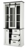 Wohn- und Esszimmer Set Stove in wei� Pinie und anthrazit Landhaus Wohnkombination 2-teilig mit Vitrine und Sideboard
