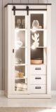 Wohn- und Esszimmer Set Stove in wei� Pinie und anthrazit Landhaus Wohnkombination 2-teilig mit Vitrine und Sideboard