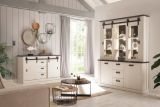 Wohn- und Esszimmer Set Stove in wei� Pinie und anthrazit Landhaus Wohnkombination 2-teilig mit Buffetschrank und Sideboard