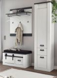 Garderobe Sitzbank Stove in wei� Pinie und anthrazit Landhaus Garderobenbank 93 x 46 cm