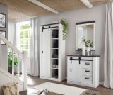 Garderobenspiegel Stove in wei� Pinie und anthrazit Landhaus Wandspiegel mit Ablage 66 x 95 cm
