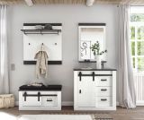 Garderobenspiegel Stove in wei� Pinie und anthrazit Landhaus Wandspiegel mit Ablage 66 x 95 cm