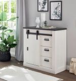 Kommode Stove in wei� Pinie und anthrazit Landhaus Flurkommode 93 x 91 cm