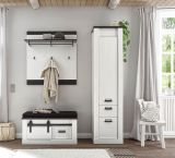 Schuhschrank Stove in wei� Pinie und anthrazit Landhaus Flurschrank 51 x 201 cm Mehrzweckschrank
