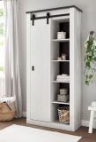 Flurschrank Stove in wei� Pinie und anthrazit Landhaus Schuhschrank 93 x 201 cm Mehrzweckschrank