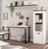 B�roregal Stove in wei� Pinie und anthrazit Landhaus B�ro Wandregal 160 cm