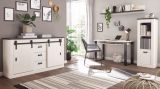 B�ro Kommode Stove in wei� Pinie und anthrazit Landhaus Sideboard 162 x 91 cm