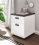Schreibtisch Set mit Rollcontainer Stove in wei� Pinie und anthrazit Landhaus