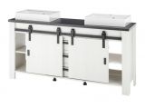 Doppelwaschtisch Stove in wei� Pinie und anthrazit Landhaus Waschtisch Set inkl. 2 x Waschbecken 164 cm