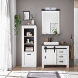 Badezimmer Regal Stove in wei� Pinie und anthrazit Landhaus Midischrank 51 x 146 cm