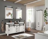 Badezimmer Hochschrank Stove in wei� Pinie und anthrazit Landhaus Badschrank 51 x 201 cm