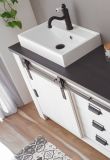 Badm�bel Set 4-teilig Stove in wei� Pinie und anthrazit Badkombination MIT Waschbecken und LED Spiegellampe