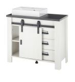 Badm�bel Set 4-teilig Stove in wei� Pinie und anthrazit Badkombination MIT Waschbecken und LED Spiegellampe