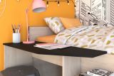 Parisot Hochbett Milky2 in Eiche Jackson und schwarz Kinder- und Jugendzimmer Bett mit Stauraum