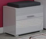 Garderobe Sitzbank Leon in wei� Hochglanz Garderobenbank Schuhschrank 60 x 47 cm