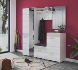 Garderobe Sitzbank Leon in wei� Hochglanz Garderobenbank Schuhschrank 60 x 47 cm