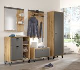 Garderobenschrank Blanshe in Filz grau und Eiche Navarra Garderobe oder gro�er Schuhschrank 60 x 200 cm