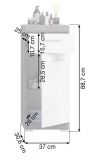 Badezimmer Kommode Shawn in wei� Hochglanz und Rauchsilber grau Badschrank 37 x 88 cm