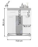Badezimmer Kommode Shawn in wei� Hochglanz und Rauchsilber grau Badschrank 74 x 88 cm