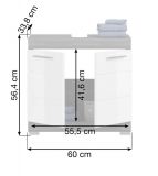 Waschbeckenunterschrank Shawn in wei� Hochglanz und Rauchsilber grau Badezimmer Unterschrank 60 cm